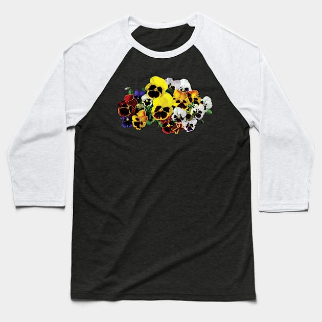 Pansies - Mixed Pansies Baseball T-Shirt by SusanSavad